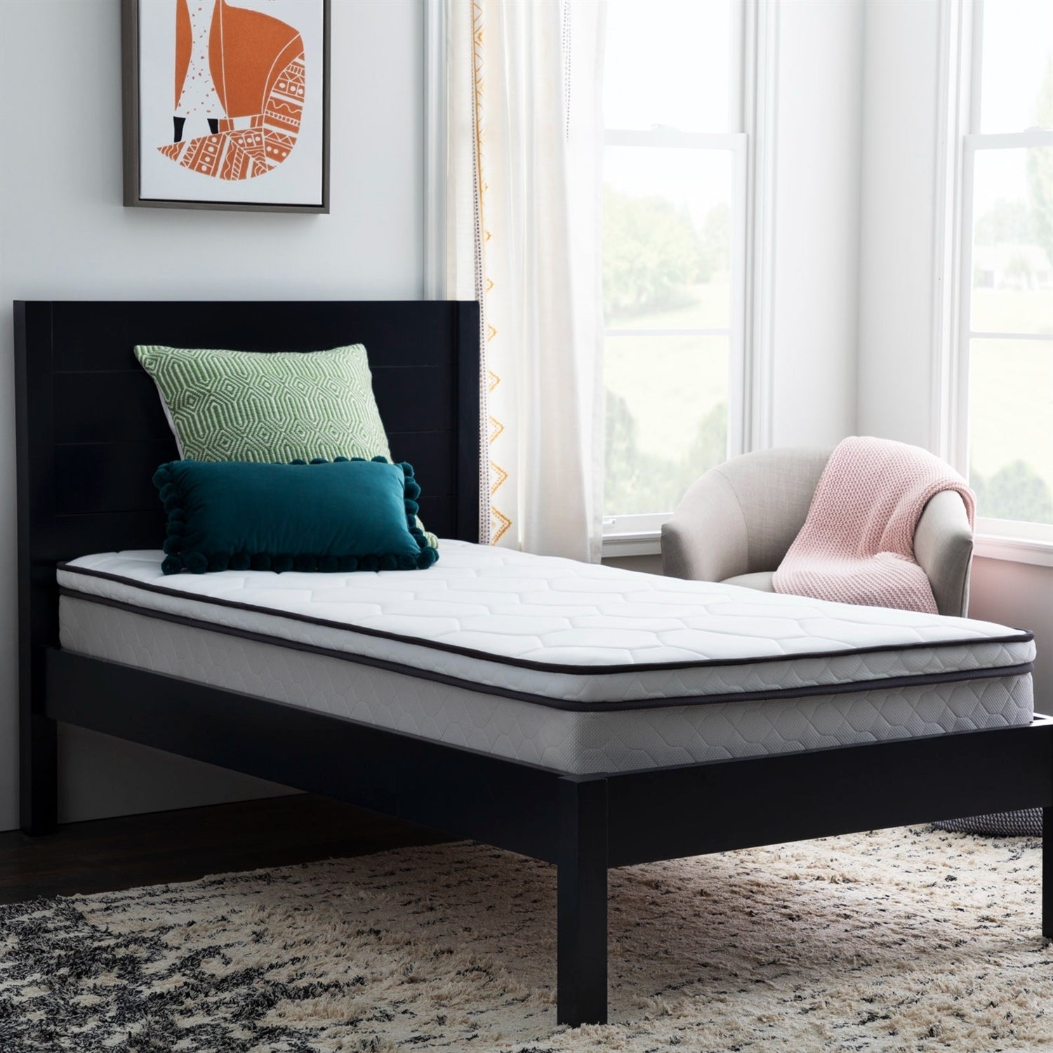 Twin XL size 8-inch Plush Memory Foam Innerspring Hybrid Mattress-2