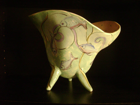 Tamara S Gordon Ceramics. Magical Wavy Ocean pot-0