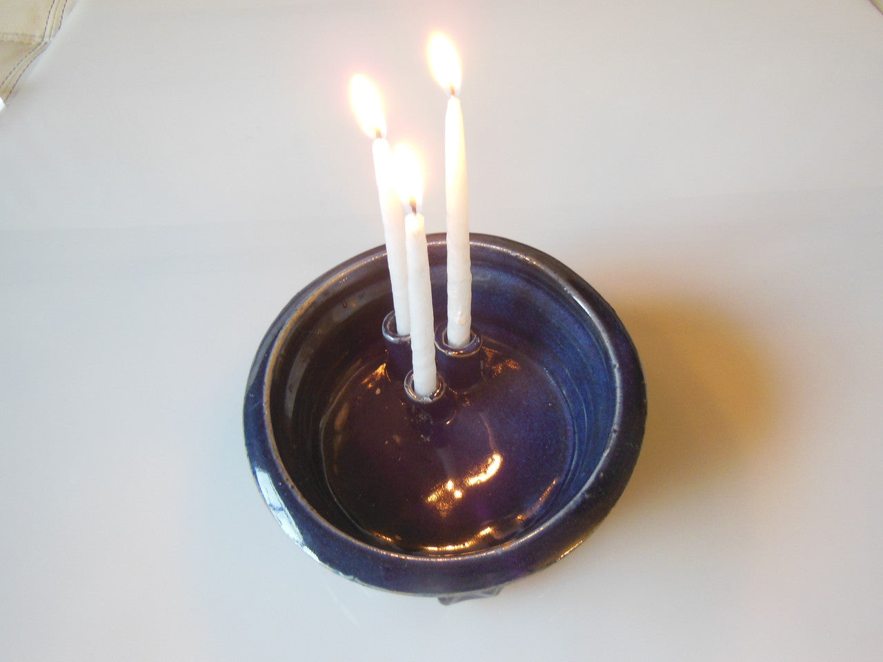 Tamara S Gordon Ceramics. Three candle holding pot - - huh?-2