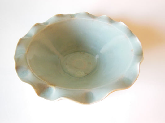 Tamara S Gordon Ceramics. Sky blue wavy edge bowl-0