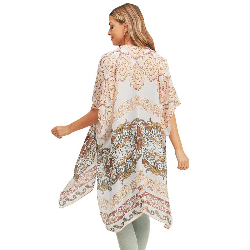 Paisley Print Cover Up Kimono Poncho