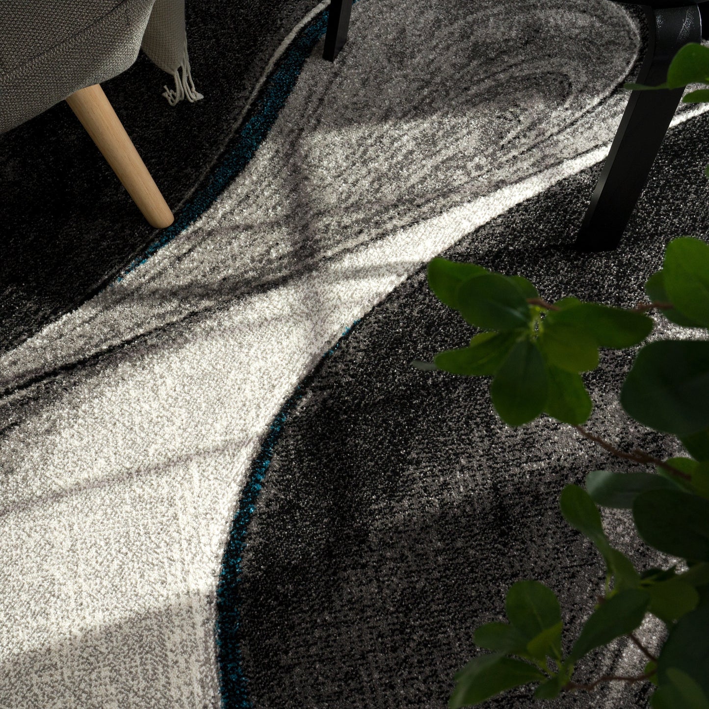 Modern Living Room Rug Brilliance Abstract Design - Grey Blue-1