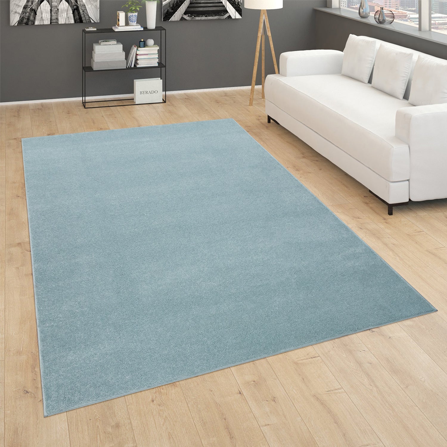 Solid Flatweave Rug Porto for Living Room - Light Blue-1