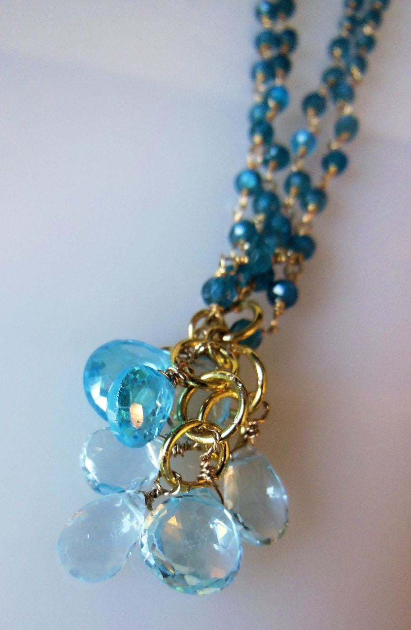 The Blues!  Blue briolettes on twisted wire necklace.-9