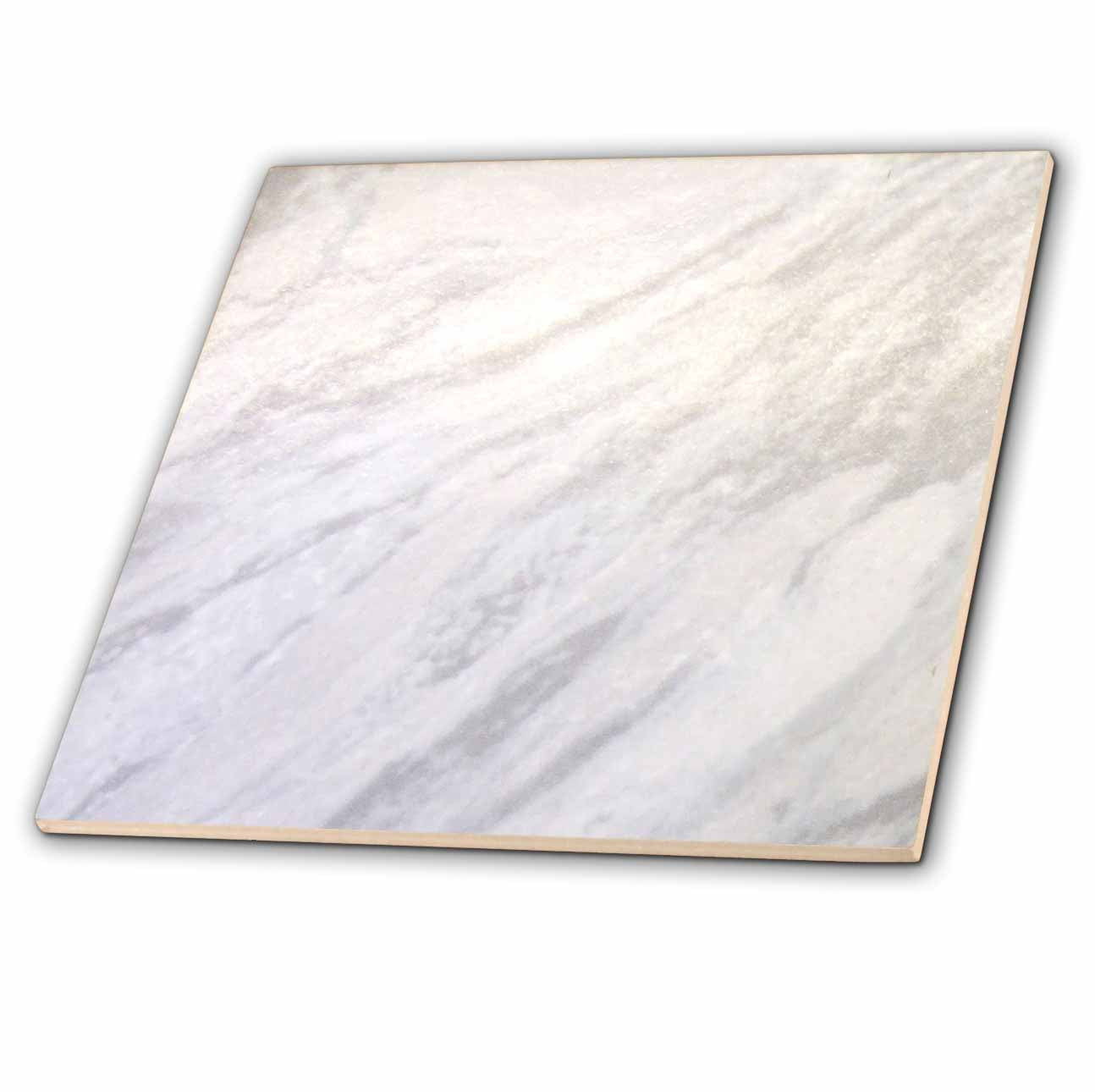 3dRose InspirationzStore Graphic Textures - Gray marble print texture photo print - smooth white and light grey marbled stone look graphic - Tiles (ct_157655)