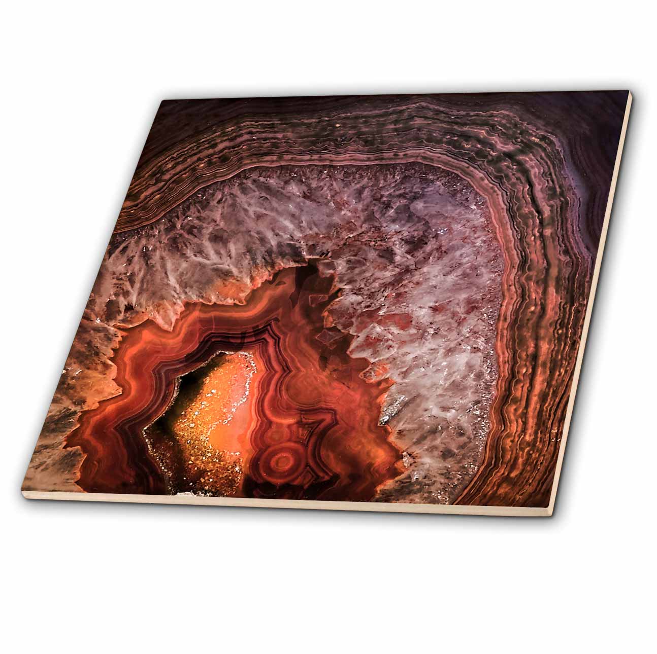 3dRose Uta Naumann Pattern - Image of Luxury Copper Coffee Brown Marble Agate Gem Mineral Stone - Tiles