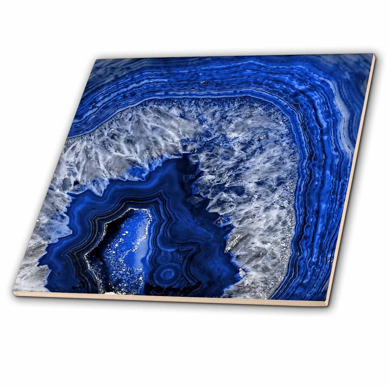 3dRose Image of Luxury Blue Indigo Marble Agate Gem Mineral Stone - Tiles (ct_274958)