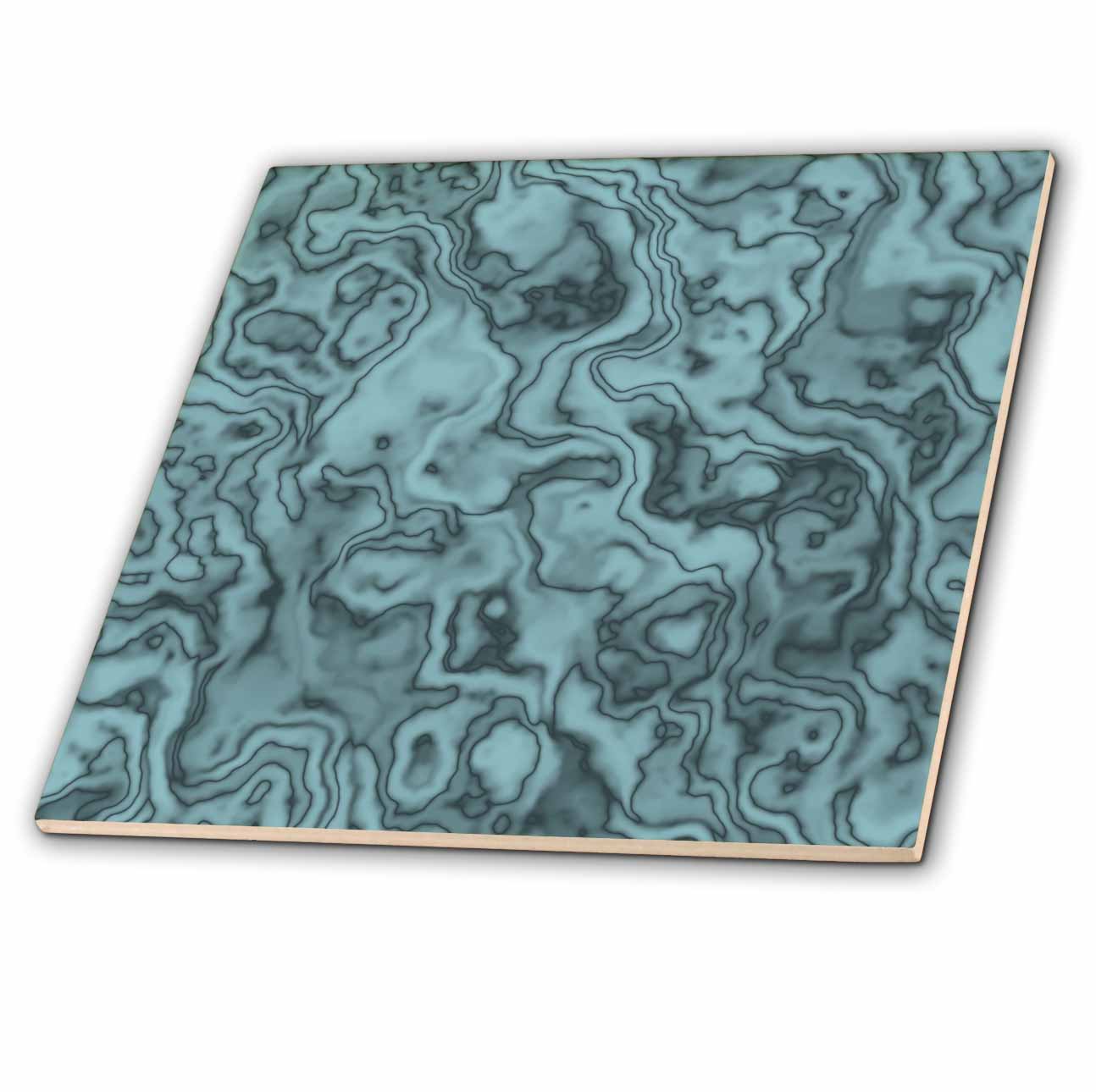 3dRose Andrea Haase Art Illustration - Marbled Design in Teal - Tiles