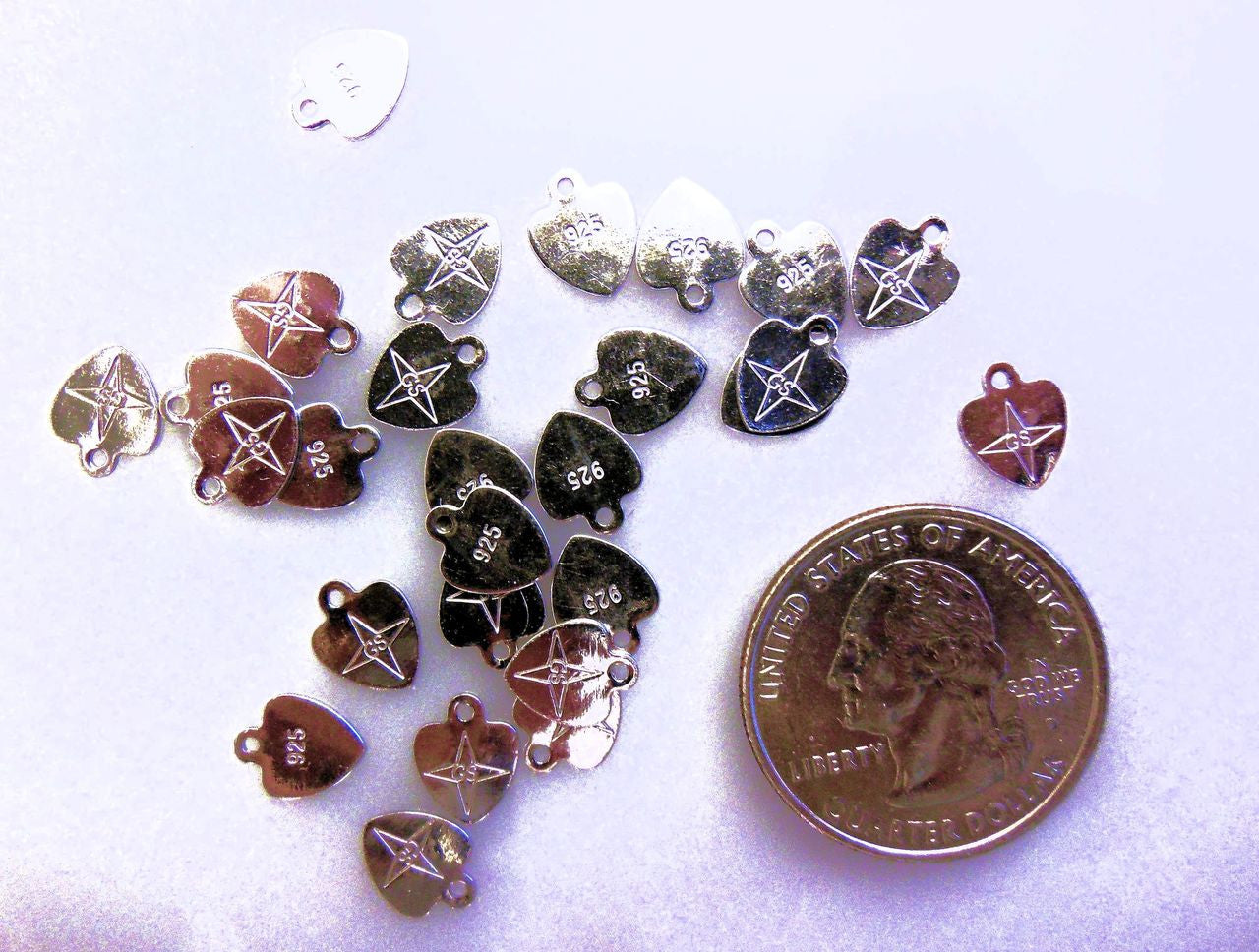 Tiny Heart - Sterling Silver - with star and mystery initials GS-2