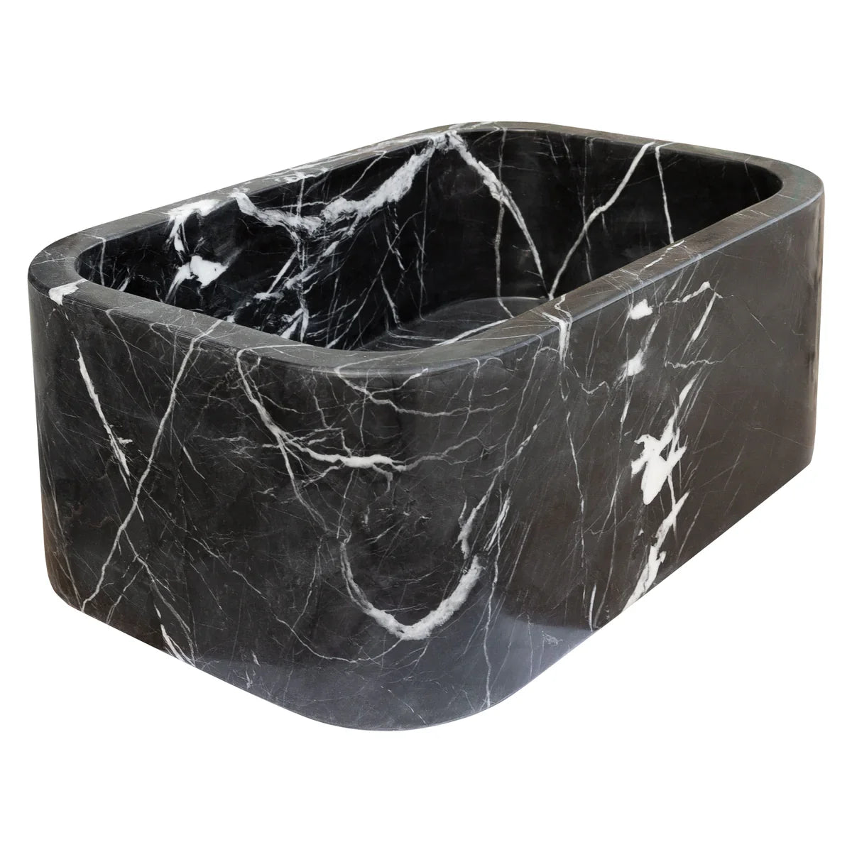 Black Marble Rectangular Wall-Mount Bathroom Sink 12 x 18 x 7