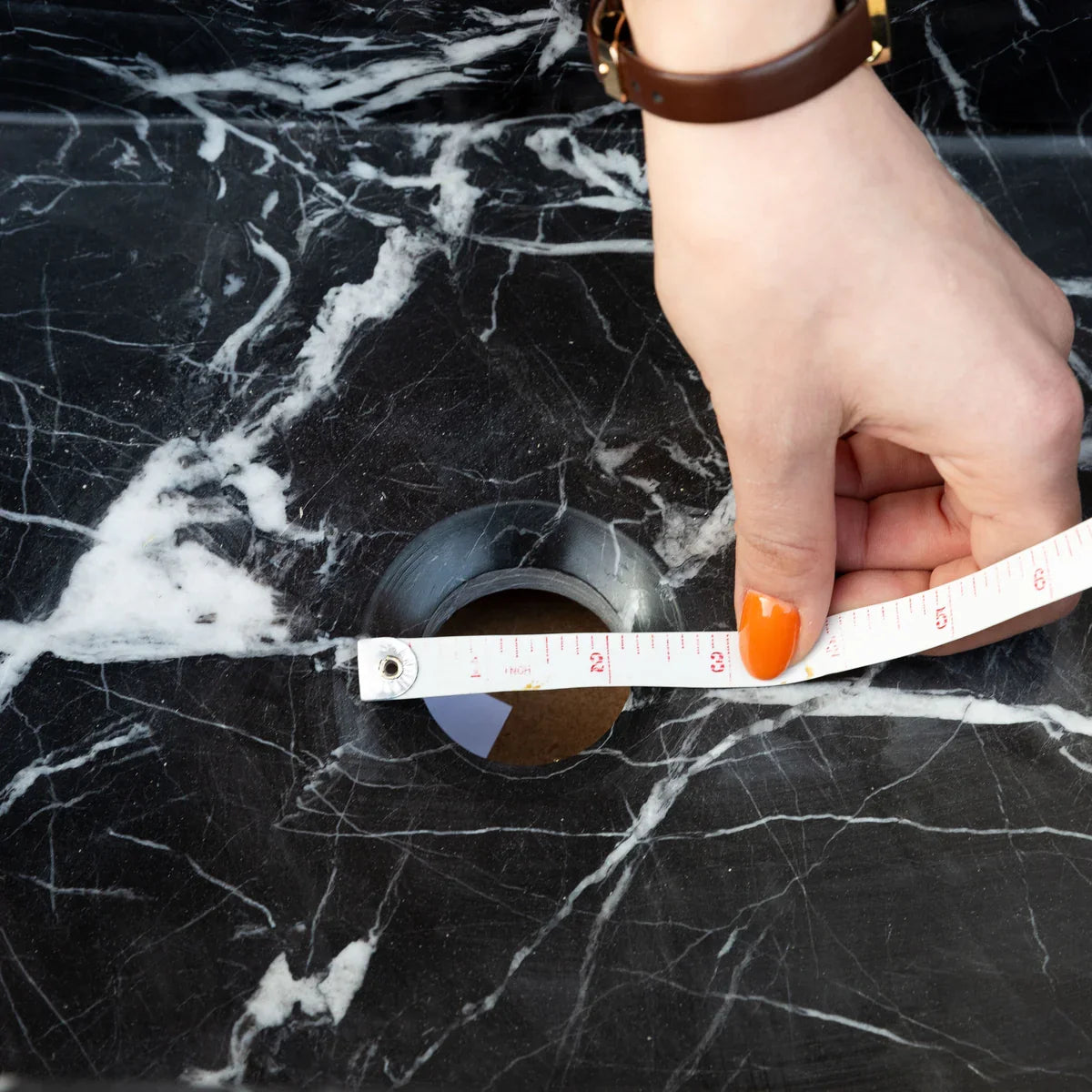 Black Marble Rectangular Wall-Mount Bathroom Sink 12 x 18 x 7