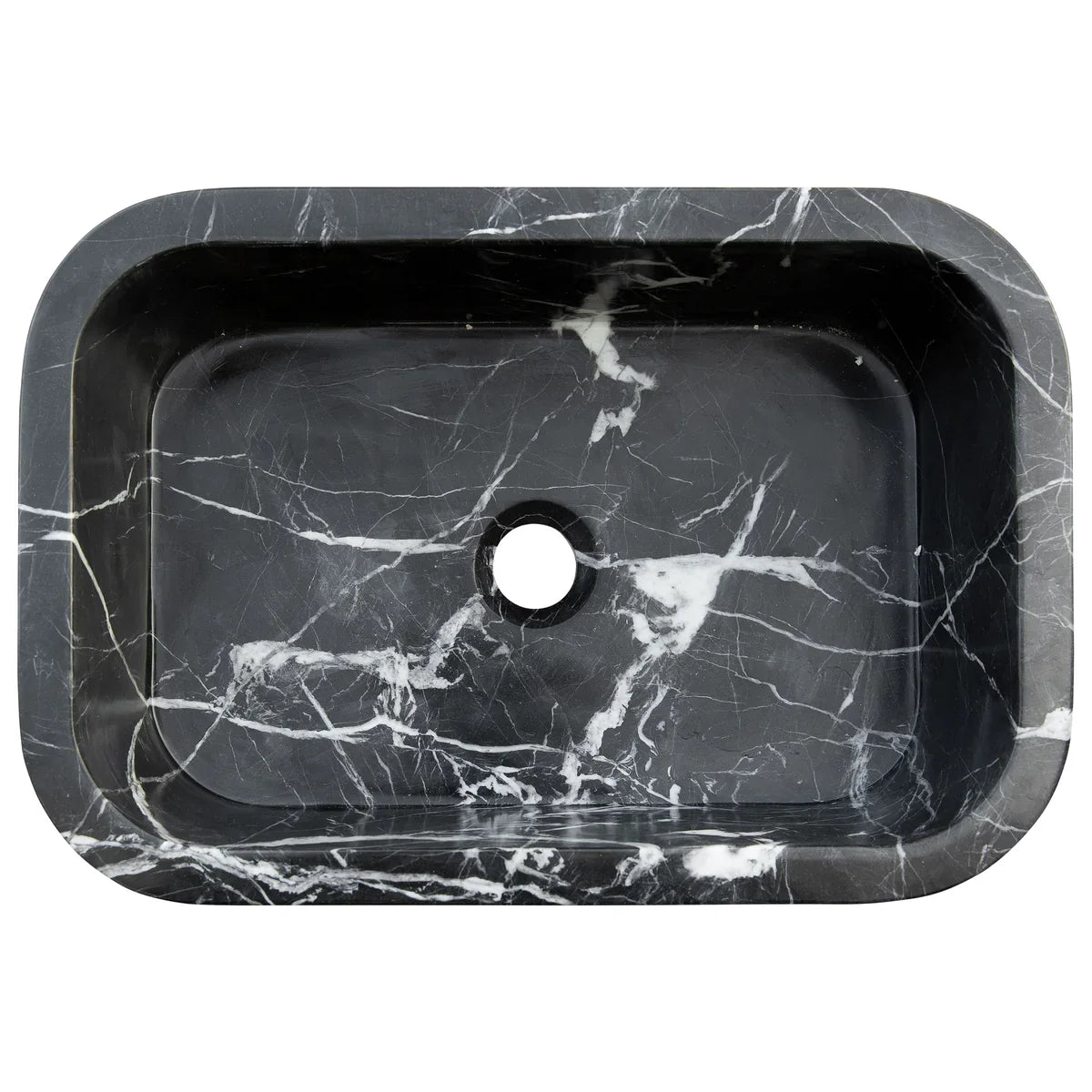 Black Marble Rectangular Wall-Mount Bathroom Sink 12 x 18 x 7