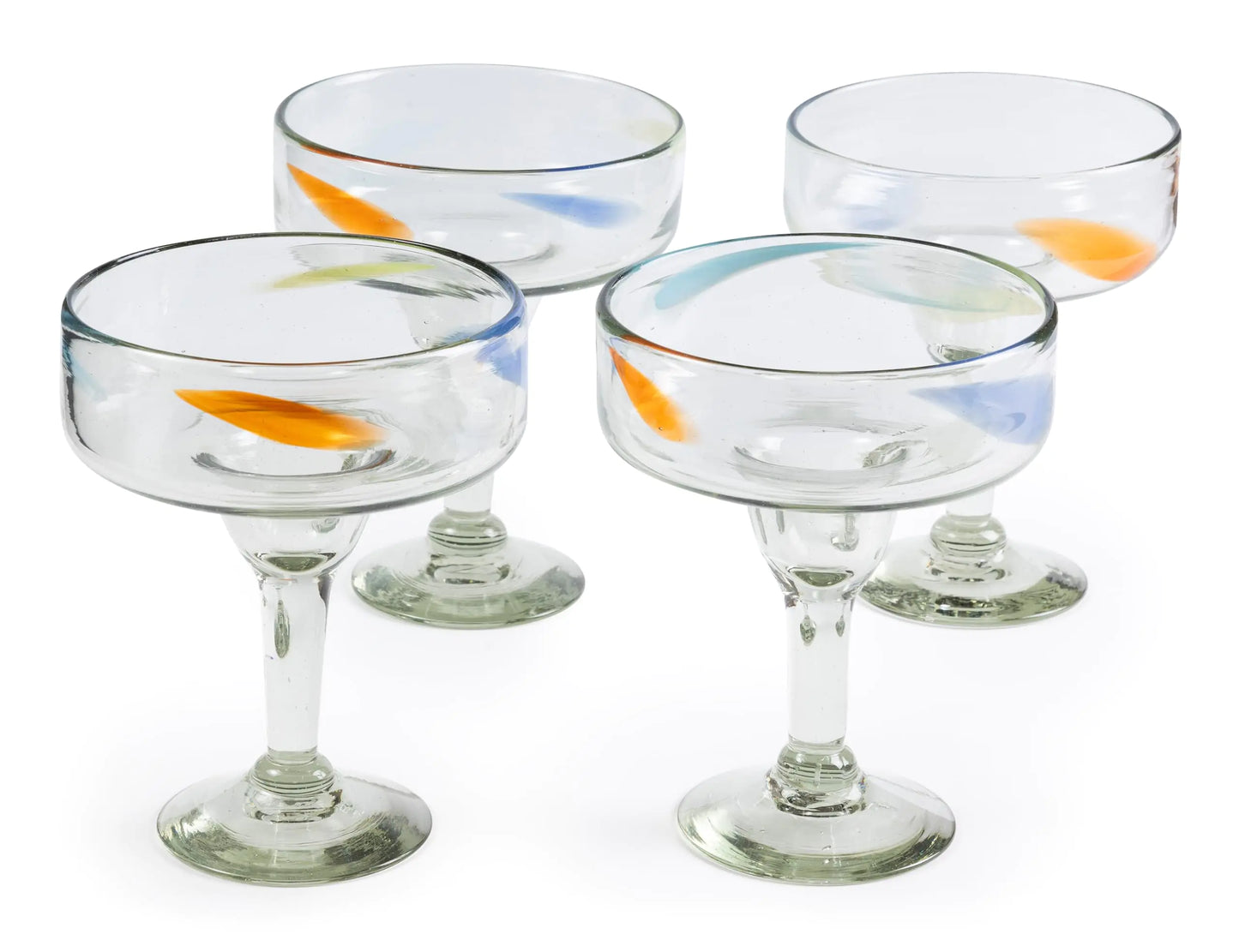 Set of 4 (16 oz) Hand Blown Mexican Margarita Glasses