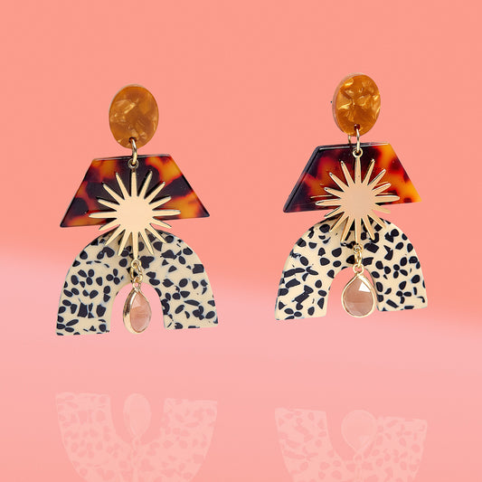 Fiona Glam Mixed Media Earrings Tiger Eye