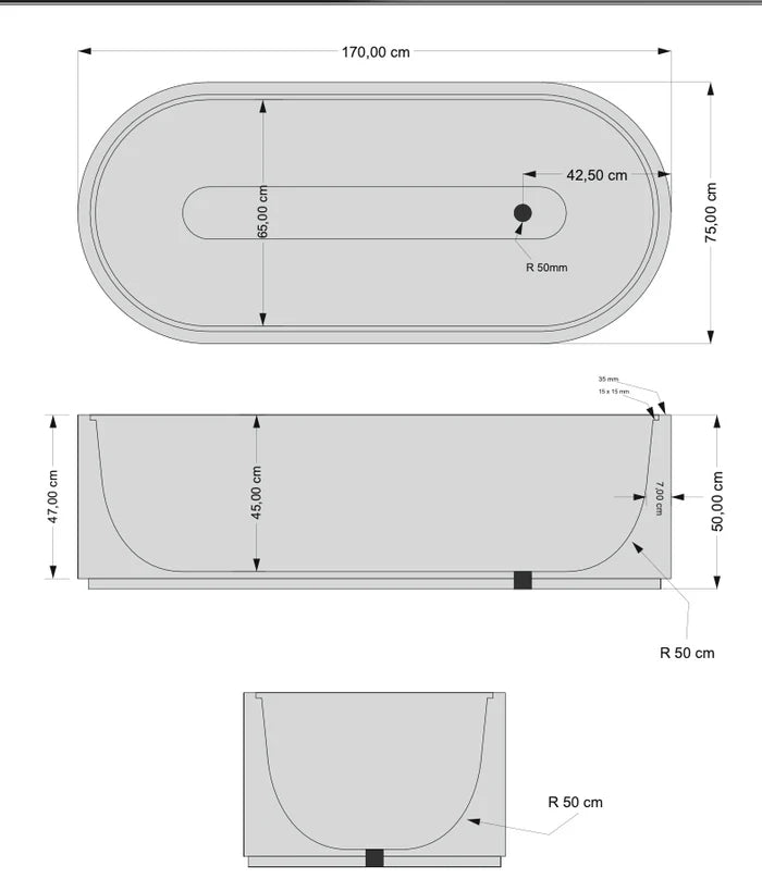 Solid Emperador Light Marble Hand-Carved Luxury Spa Bathtub - 29.5W x 67L x 19.5H