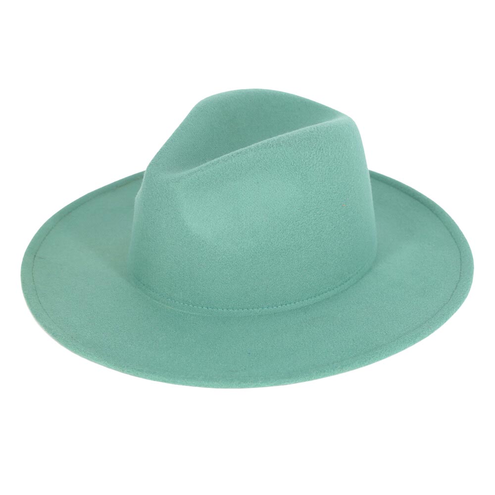 Solid Color Classic Wide Brim Fedora Hat