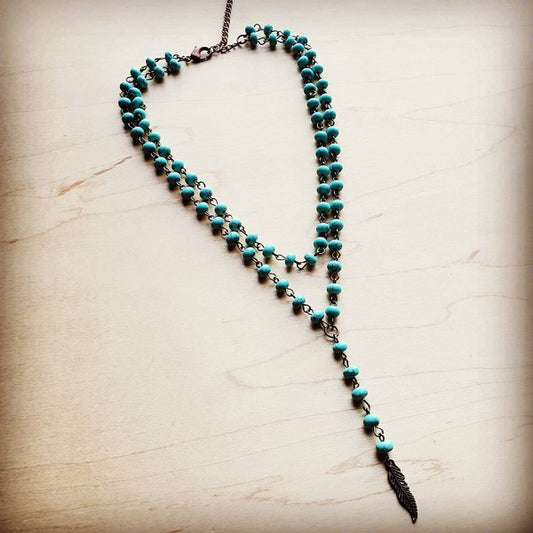 Turquoise Necklace w/ Copper Feather