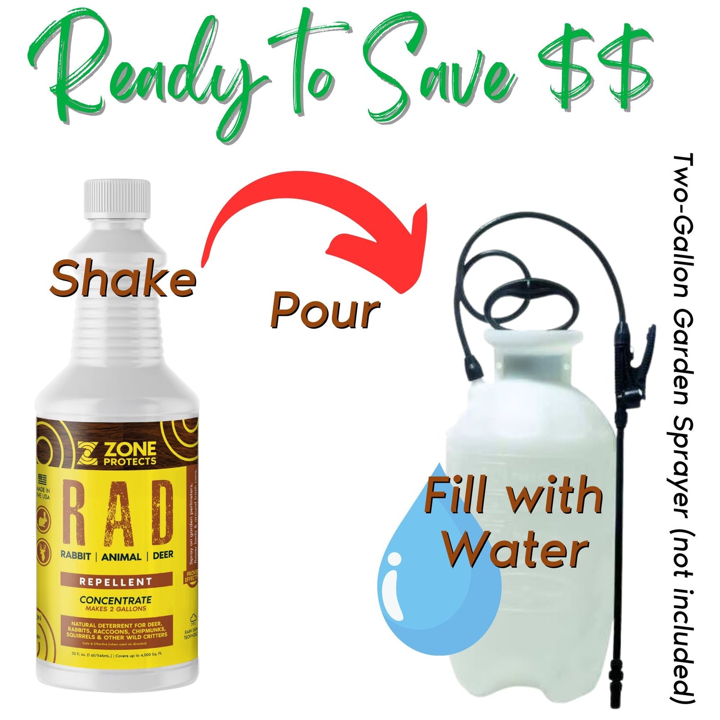 R.A.D.; Rabbit, Animal, Deer Repellent Gallon + Concentrate Bundle