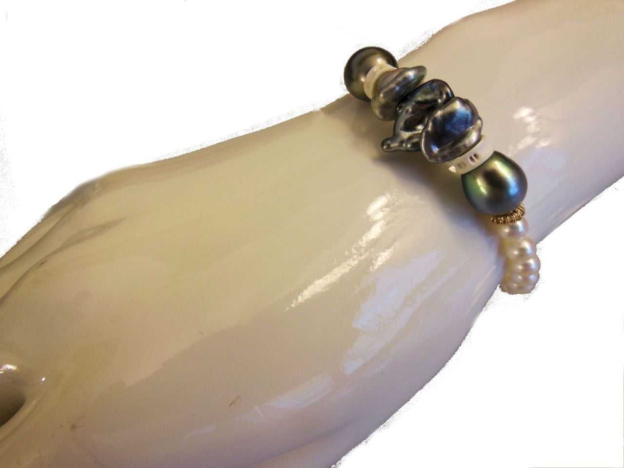 Tahitian and Chinese pearls convertable necklace/ bracelet-4