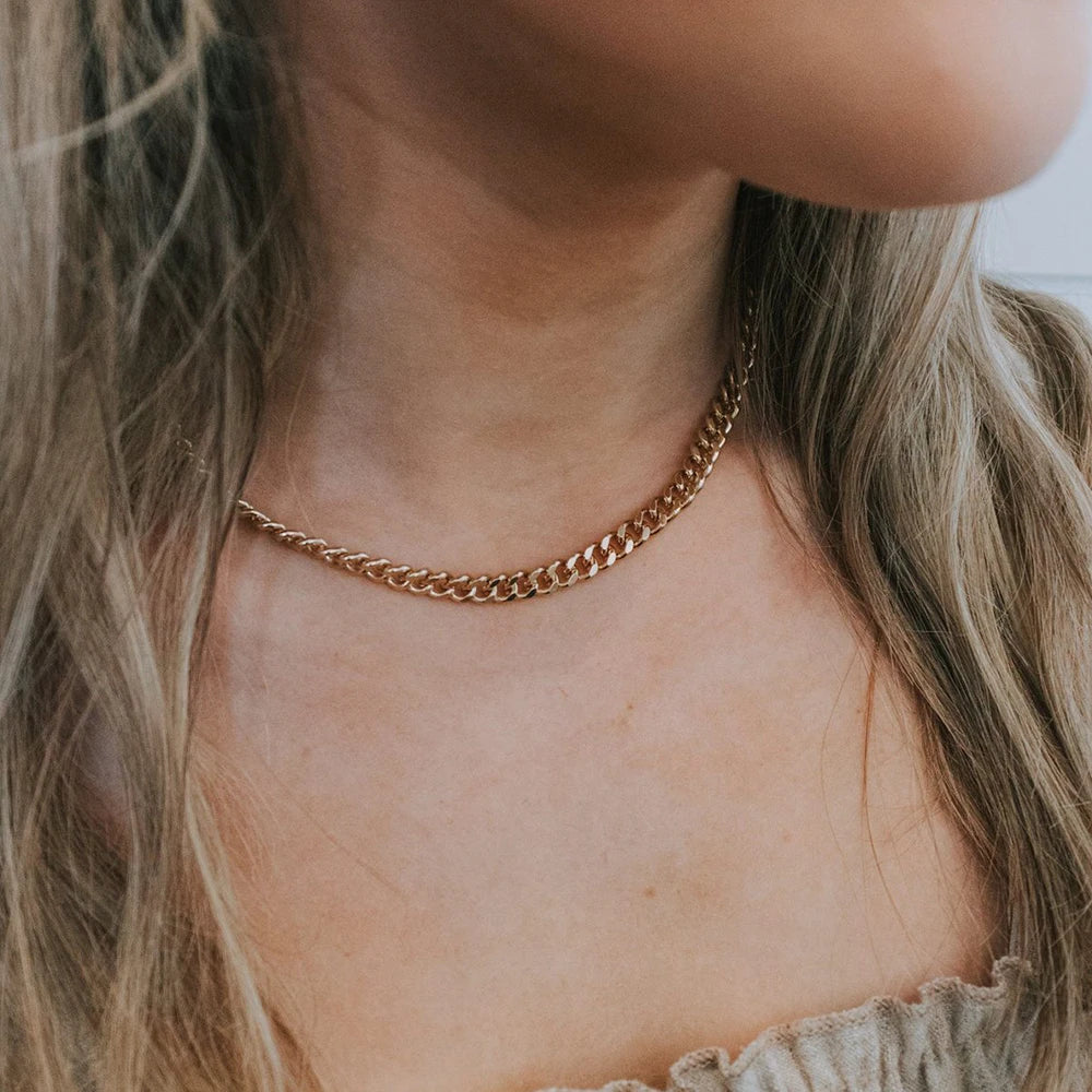 2/3/4/6/8mm Stainless Steel Necklace for Women Basic Punk Gold Color Choker Colar Cuban Link Chain Necklace Jewelry Wholesale
