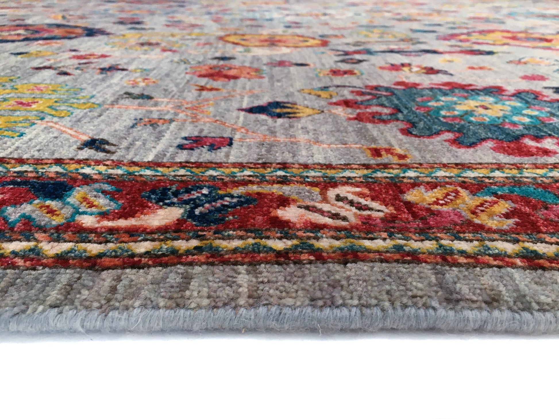 Afghan Oushak (8'11"x12'04") gray/jewel tones-3