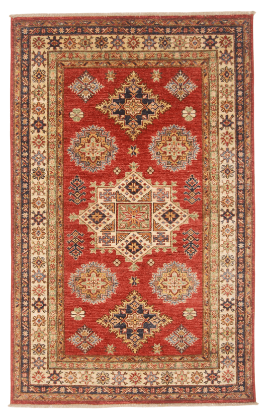 Super Kazak (3'11"x6'02") red/ivory-0