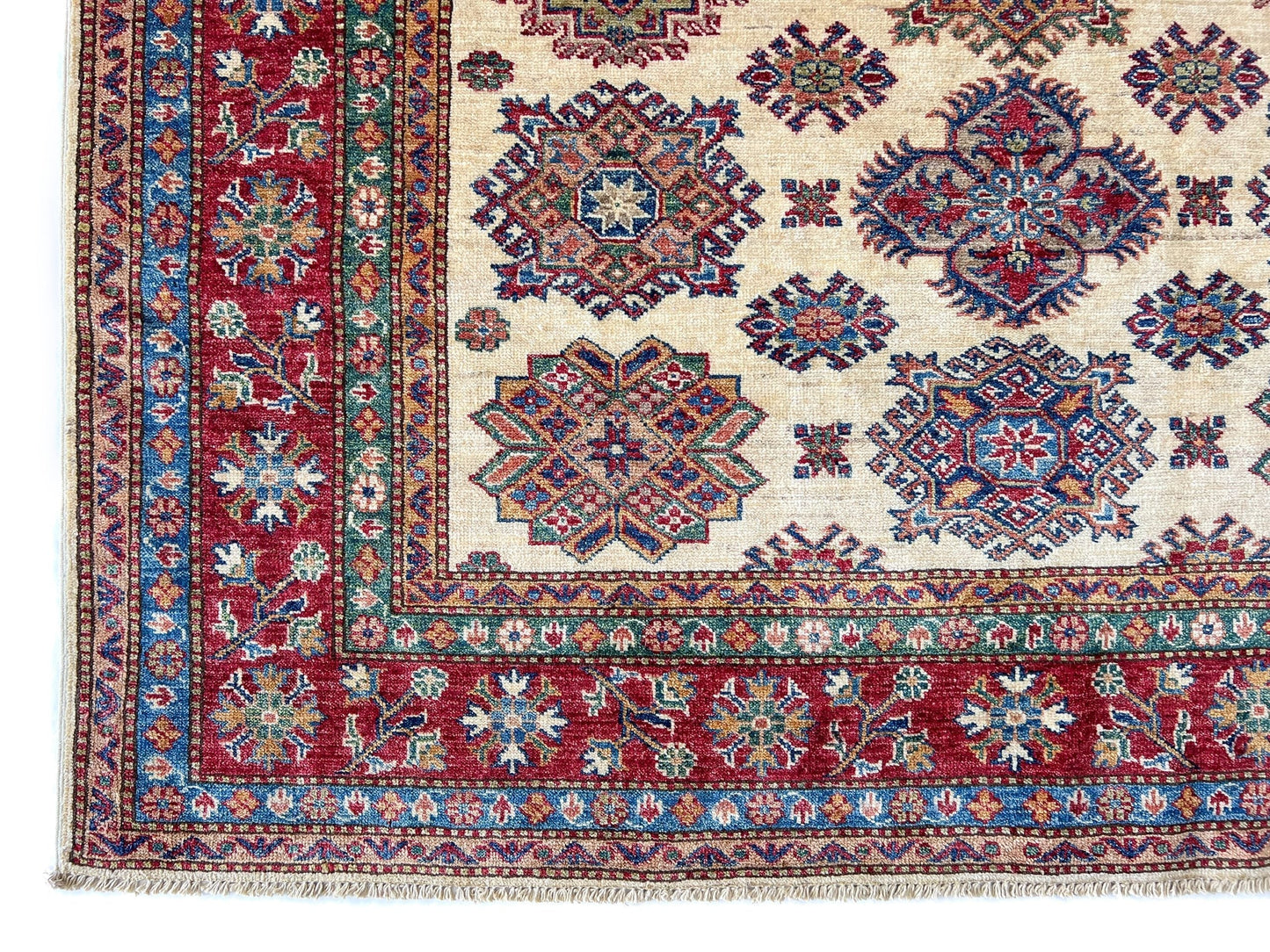 Super Kazak (5'07"x7'09") ivory/red-1