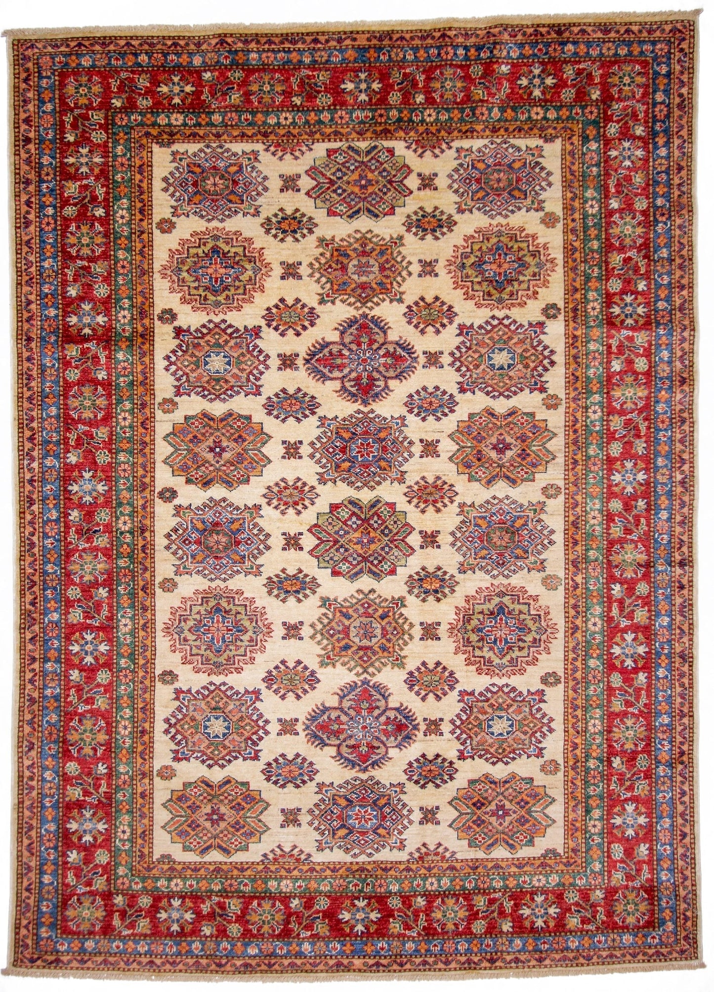 Super Kazak (5'07"x7'09") ivory/red-0