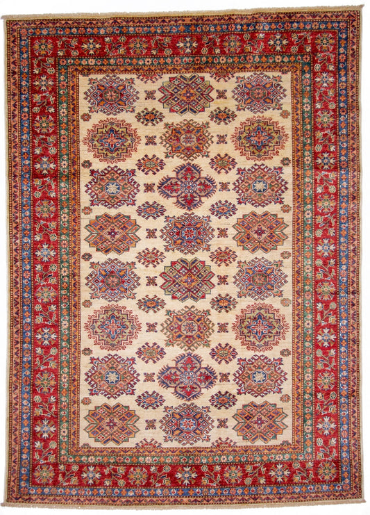 Super Kazak (5'07"x7'09") ivory/red-0