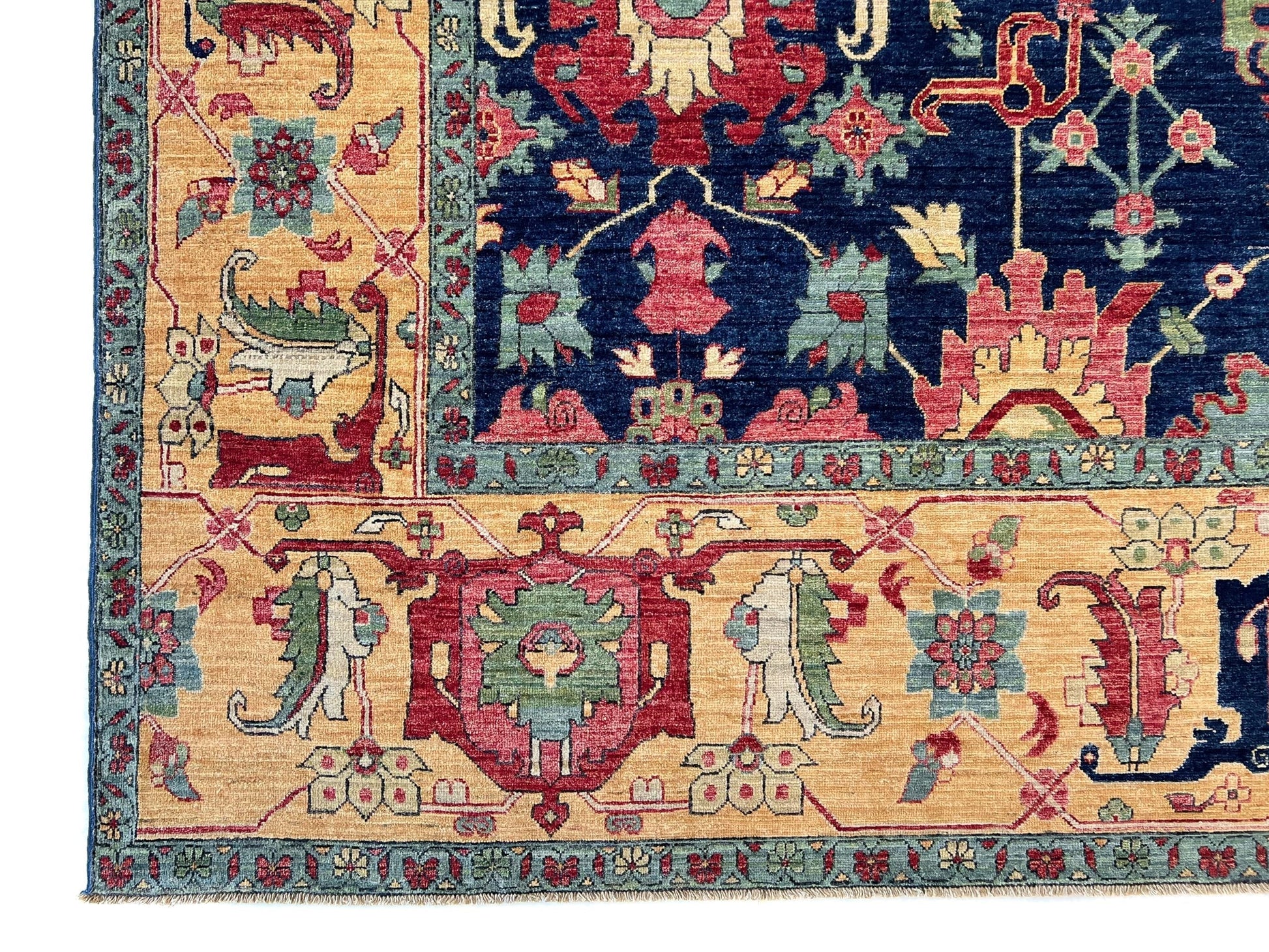 Afghan Serapi (10'00"x13'08") navy/gold-1