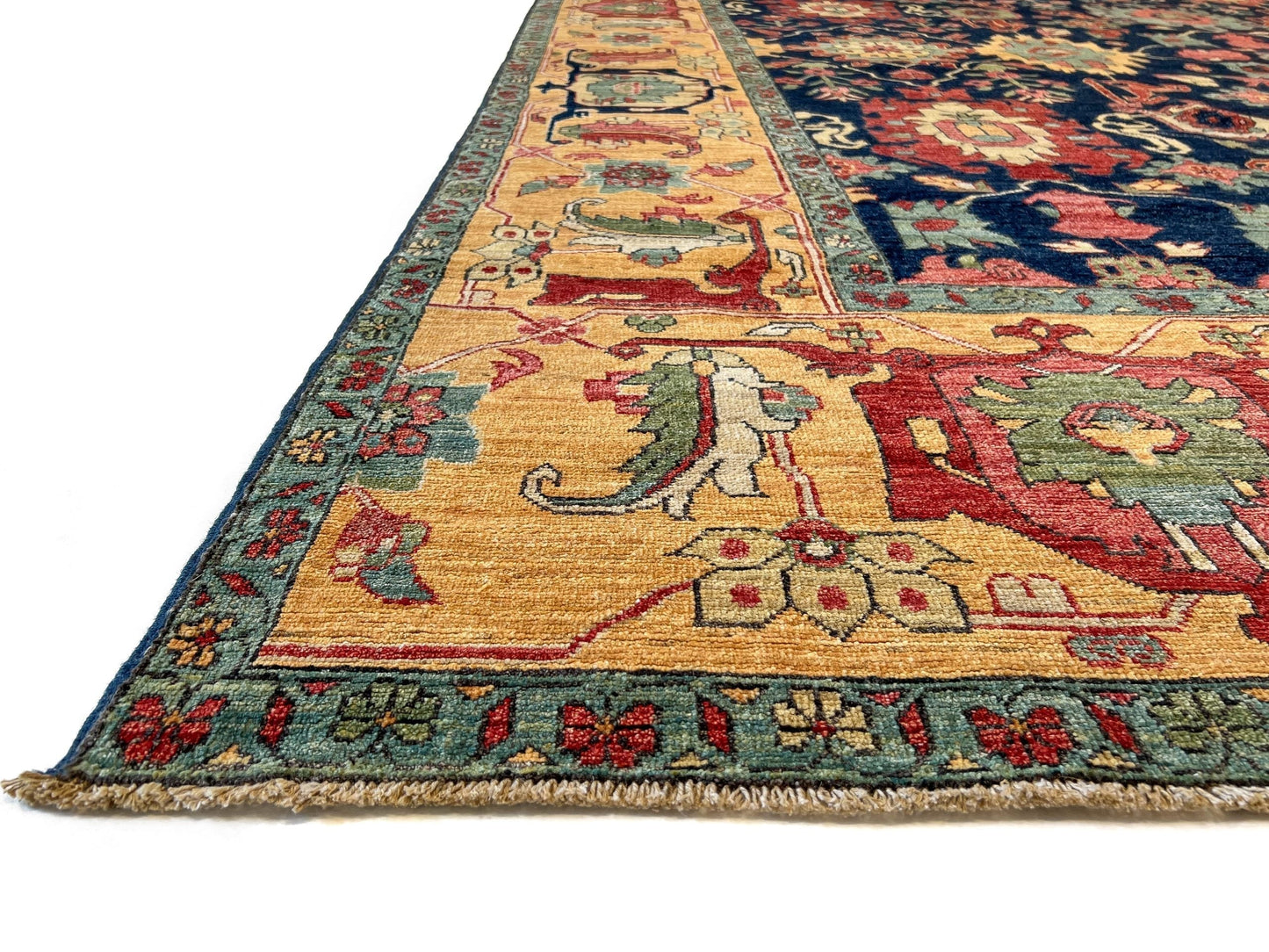 Afghan Serapi (10'00"x13'08") navy/gold-2