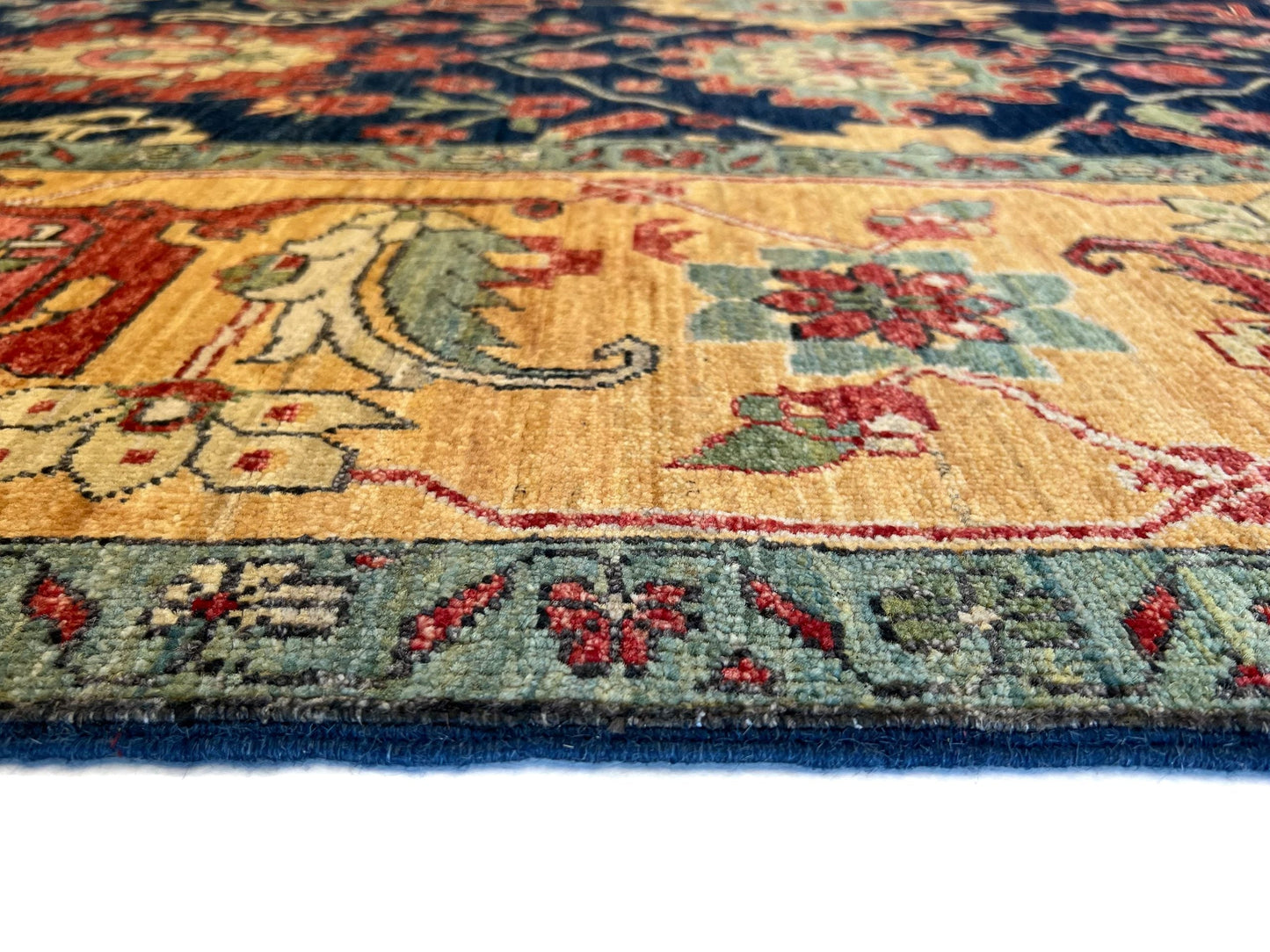 Afghan Serapi (10'00"x13'08") navy/gold-3