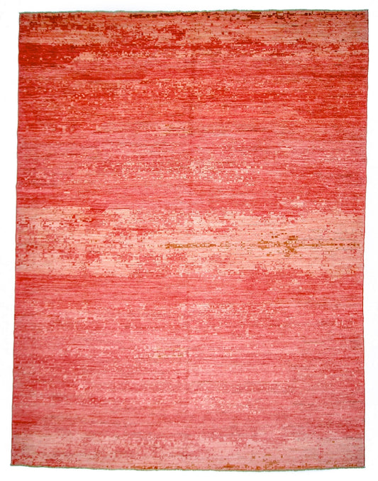 Modern Afghan Gabbeh (9'01"x11'10") coral-0