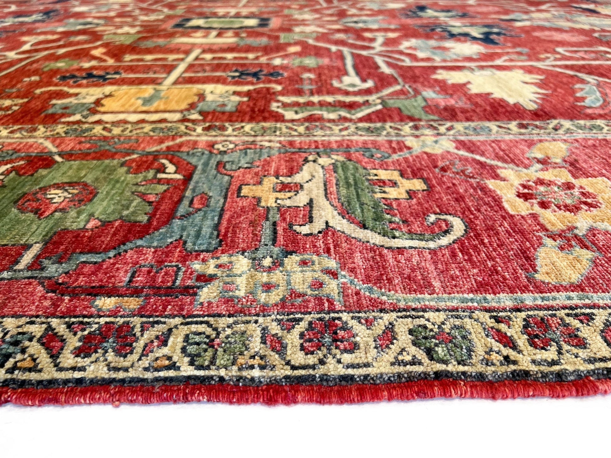 Afghan Heriz (9'01"x12'09") red/rose-3