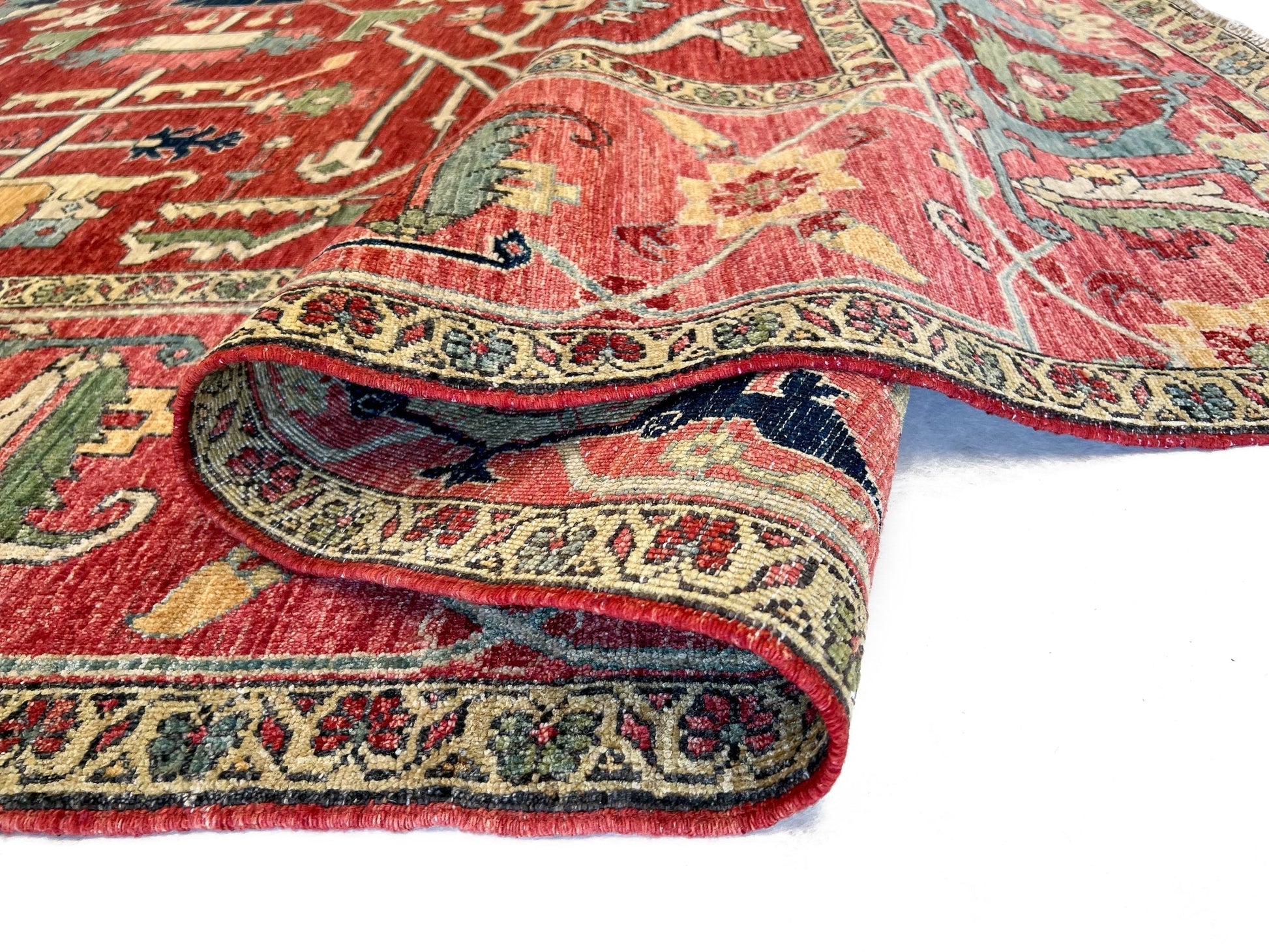 Afghan Heriz (9'01"x12'09") red/rose-4