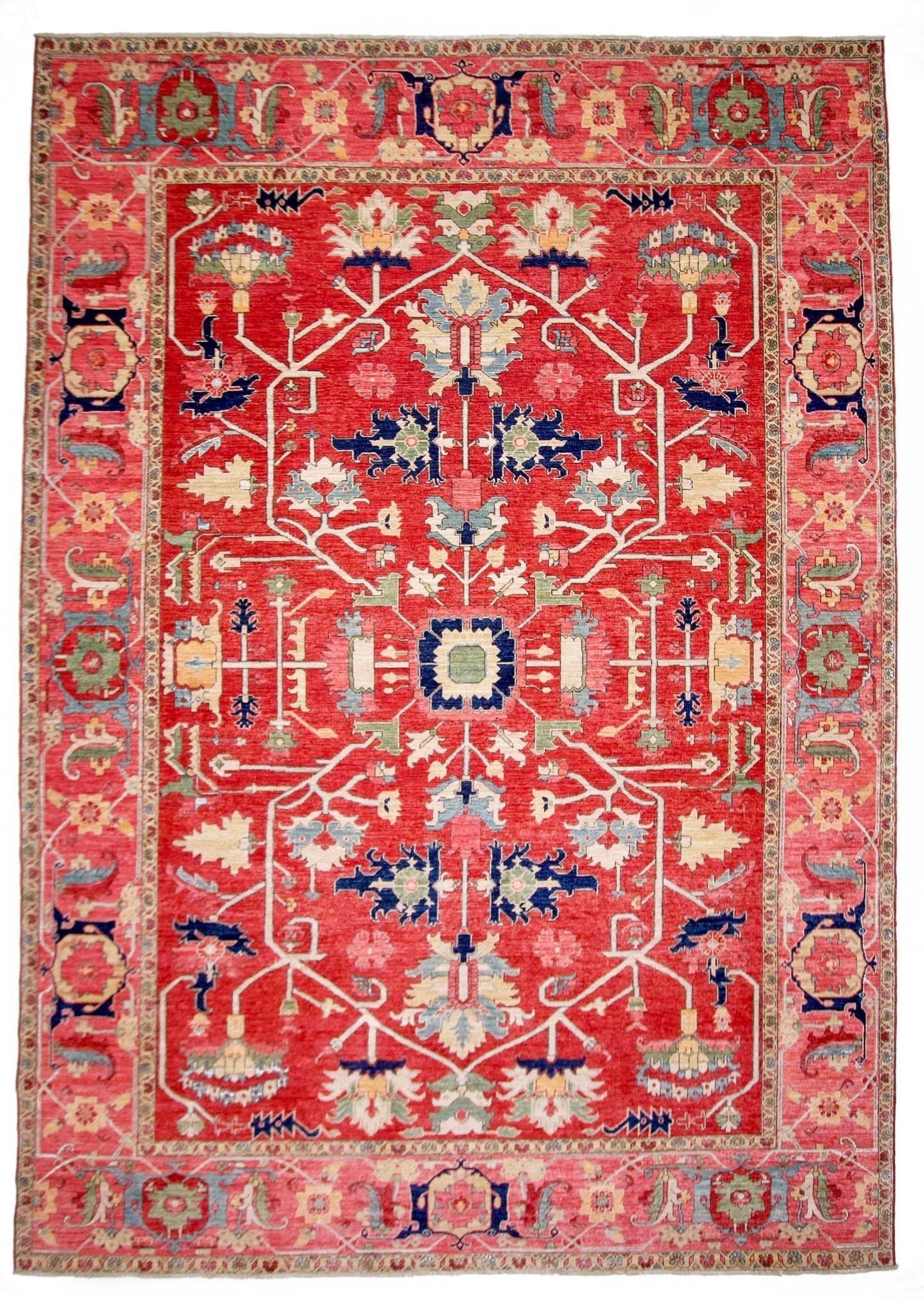 Afghan Heriz (9'01"x12'09") red/rose-0