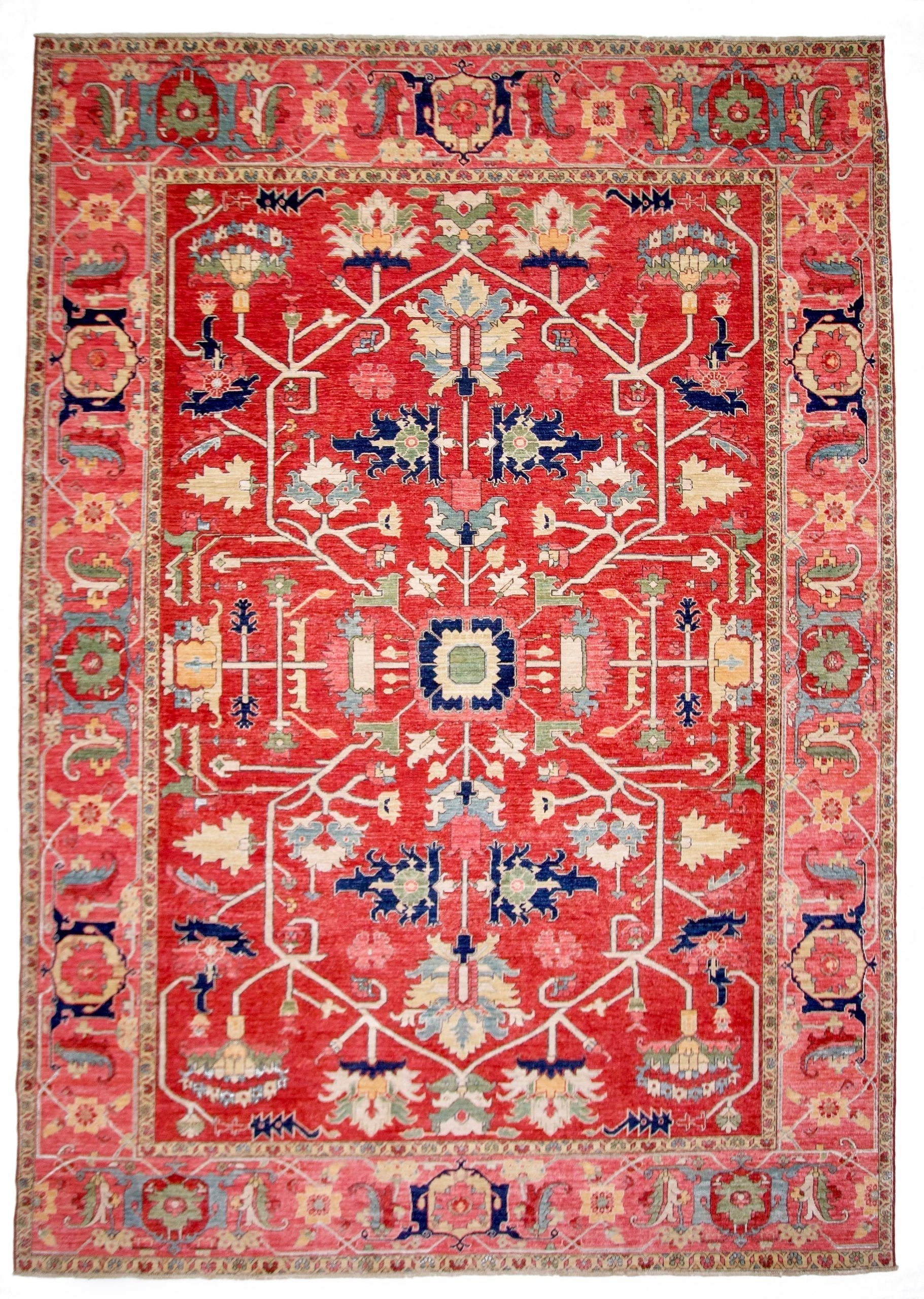 Afghan Heriz (9'01"x12'09") red/rose-0