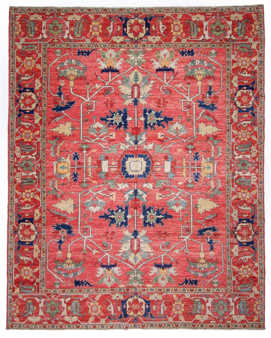 Afghan Heriz (8'00"x10'00") lt.red/red-0