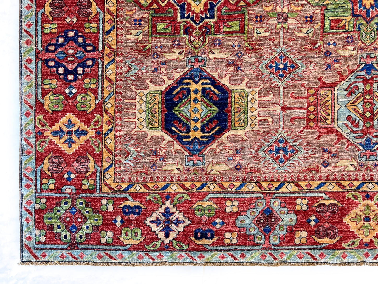Afghan Karajeh (7'11"x9'08") brown/red-1