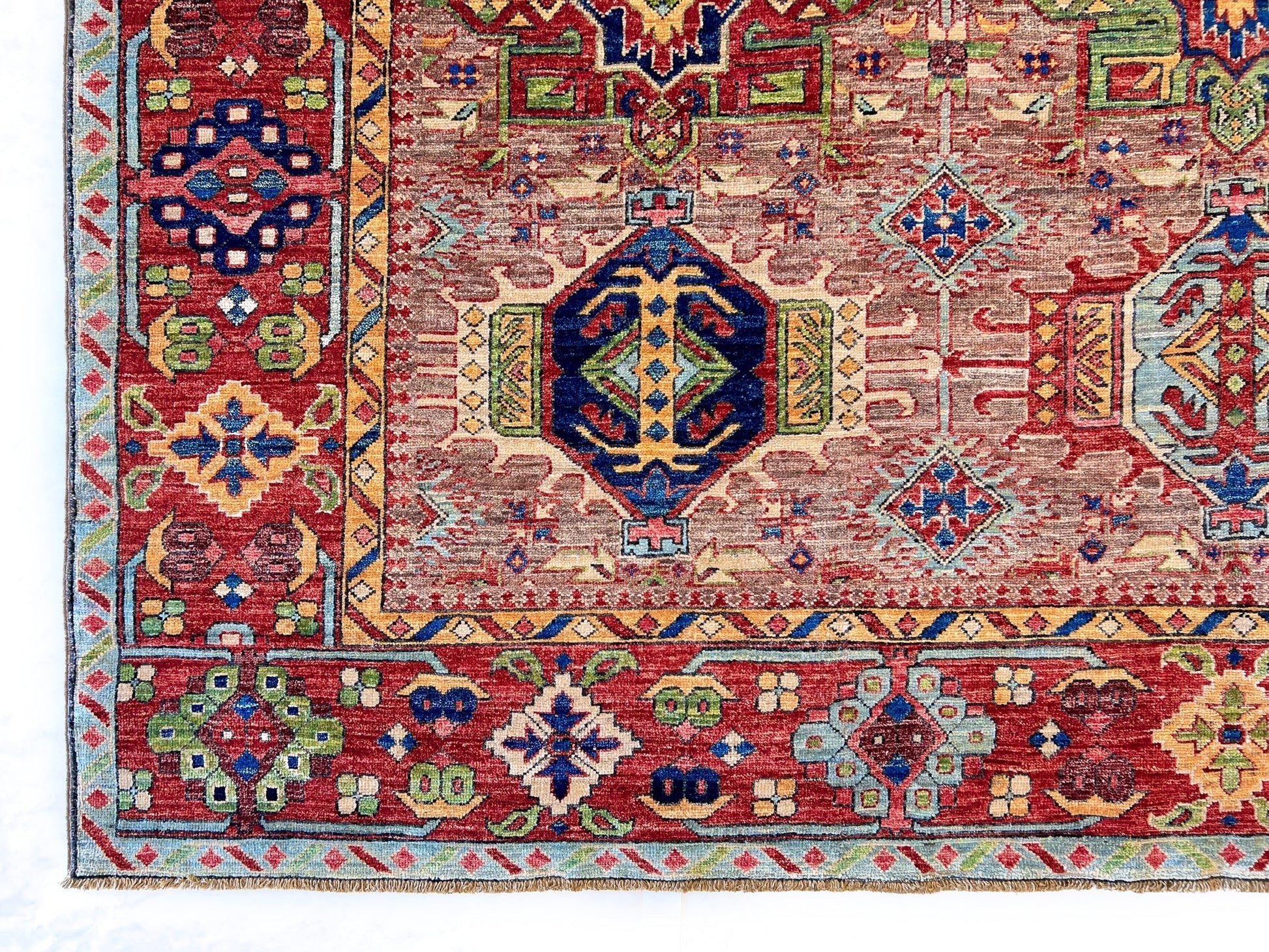 Afghan Karajeh (7'11"x9'08") brown/red-1