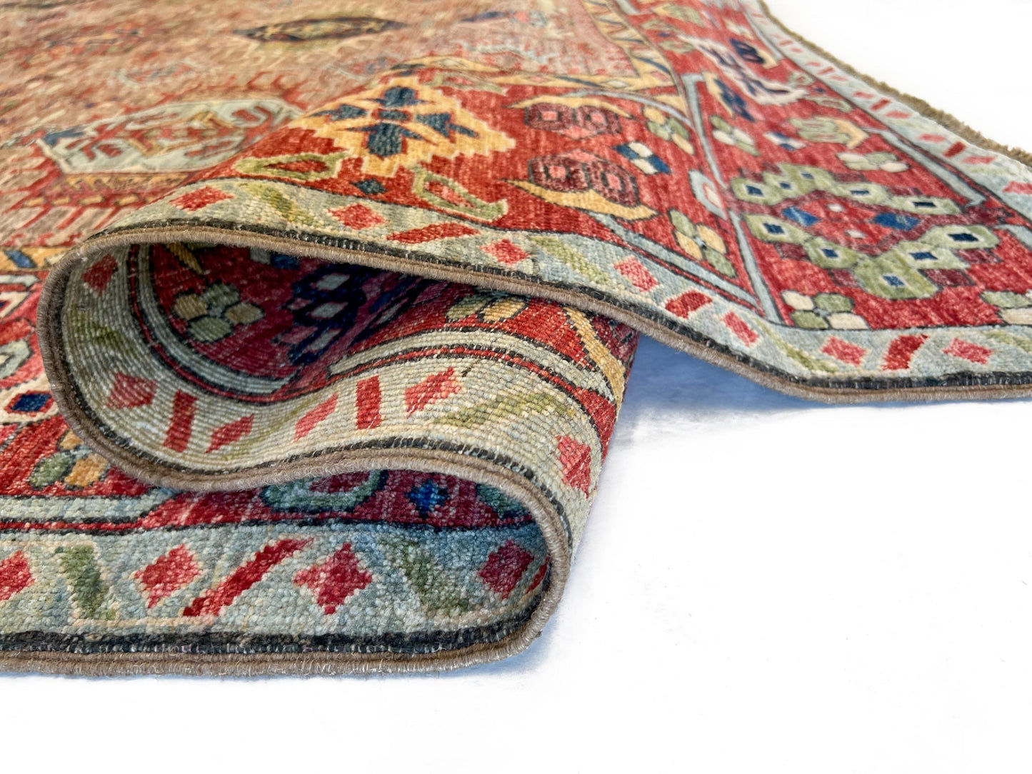 Afghan Karajeh (7'11"x9'08") brown/red-4