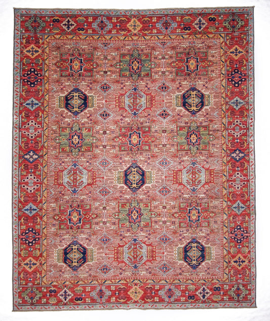 Afghan Karajeh (7'11"x9'08") brown/red-0