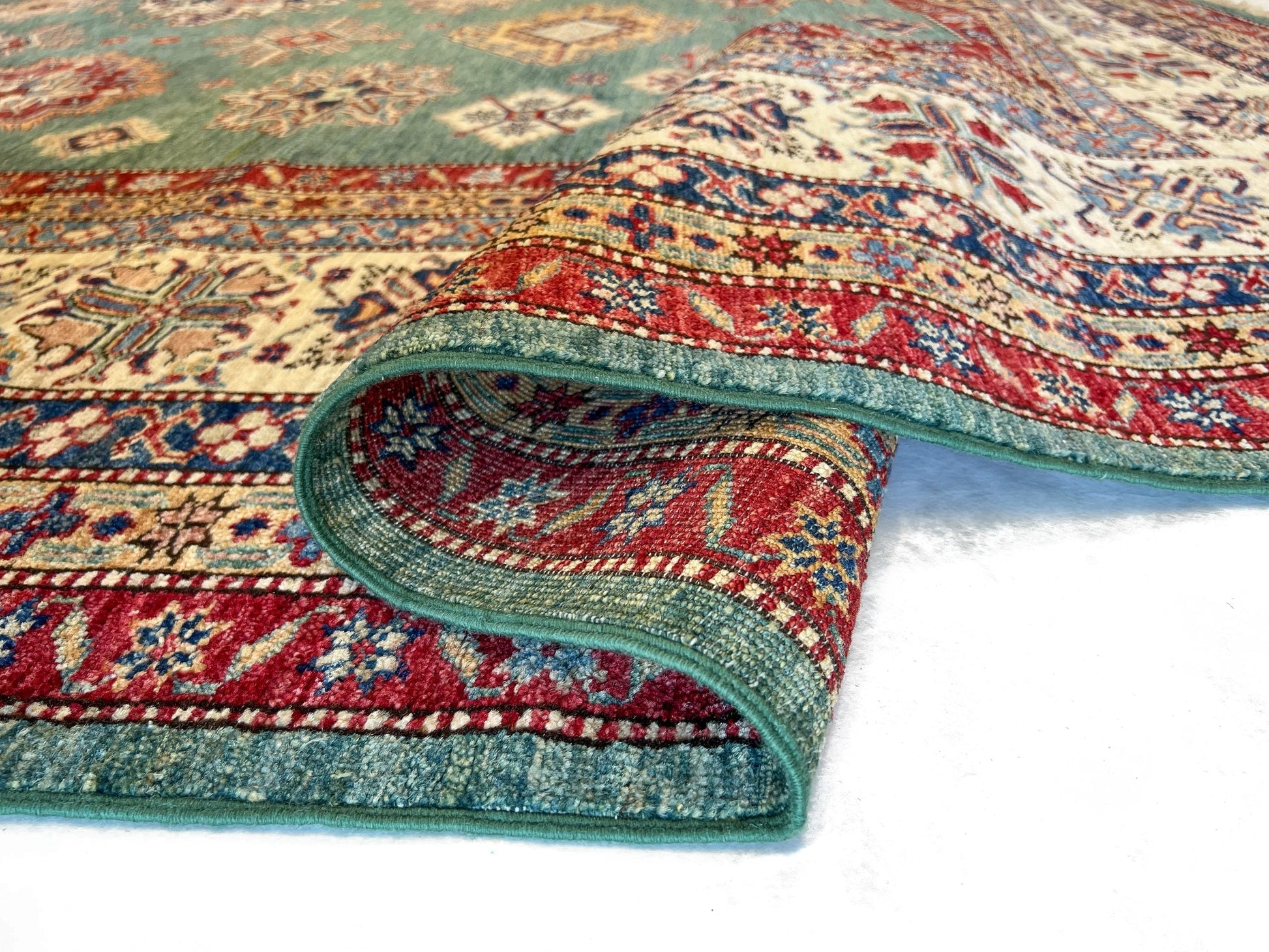 Super Kazak (10x13) green/ivory-4
