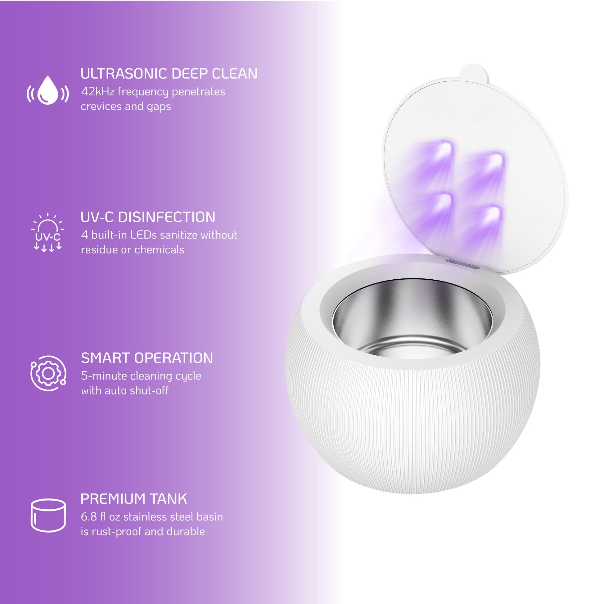 Pursonic Ultrasonic Cleaner Pod – Deep Cleaning and UV Sterilization in One Compact Device-1