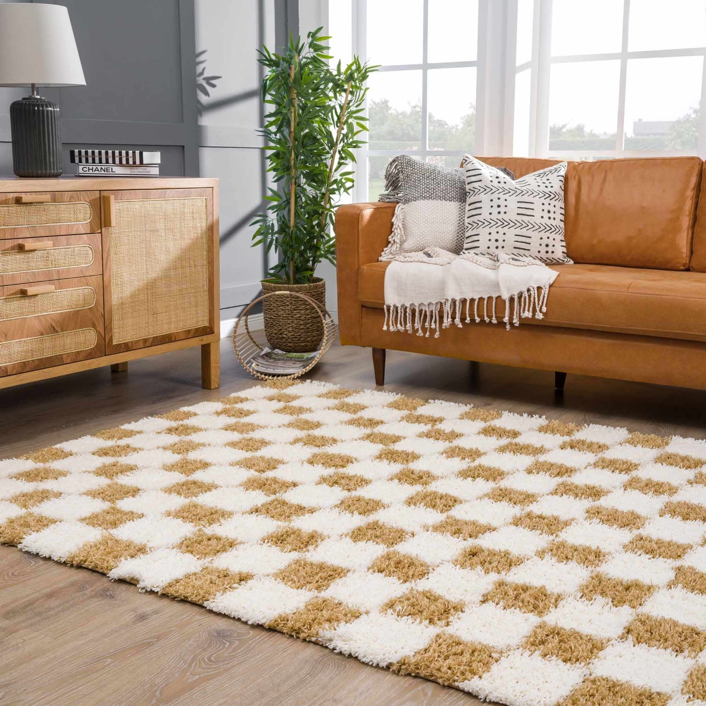 Atira Mustard Checkered Area Rug-5