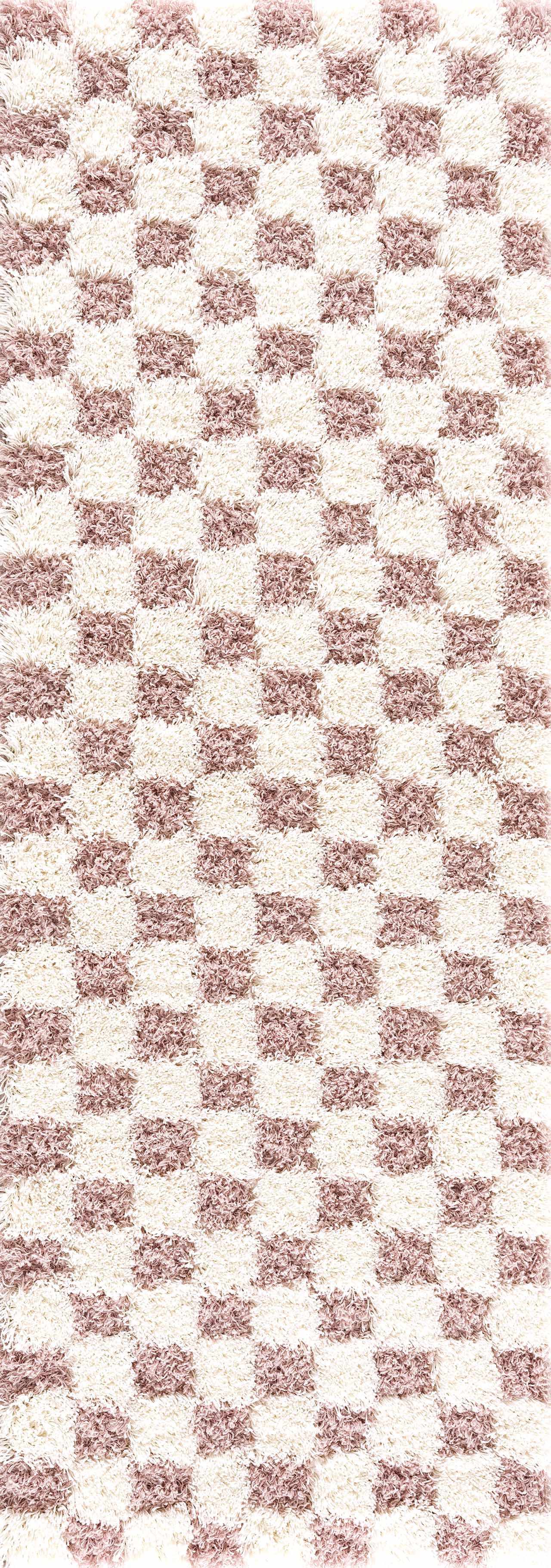 Atira Pink Checkered Shag Rug-6