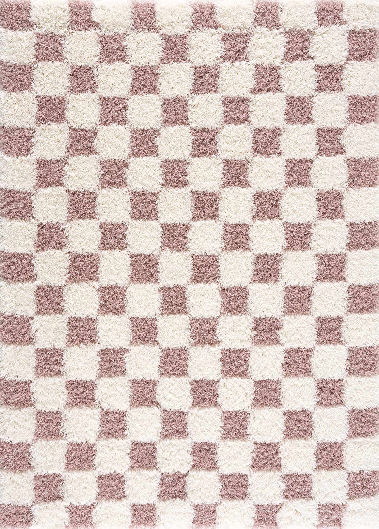 Atira Pink Checkered Shag Rug-2