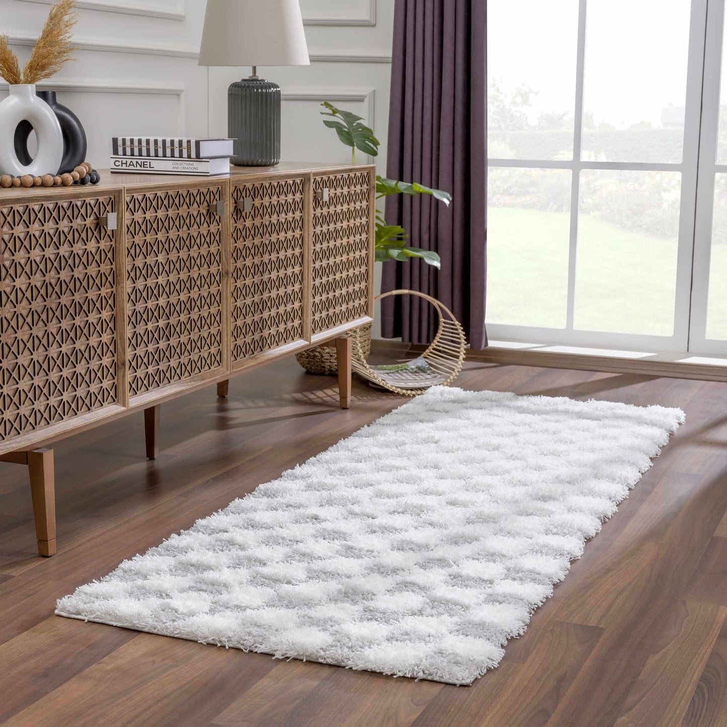 Atira Gray Checkered Area Rug-1