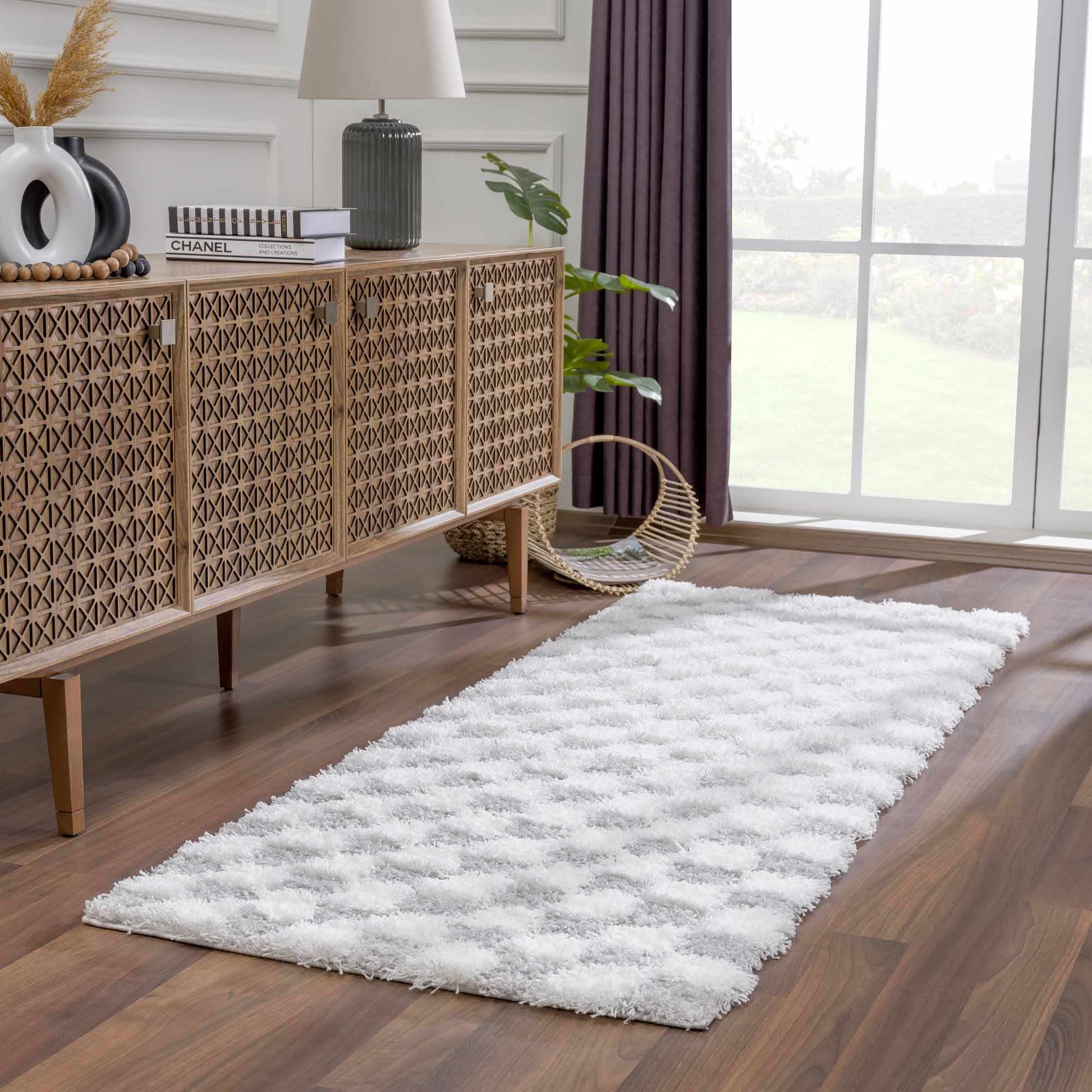 Atira Gray Checkered Area Rug-1