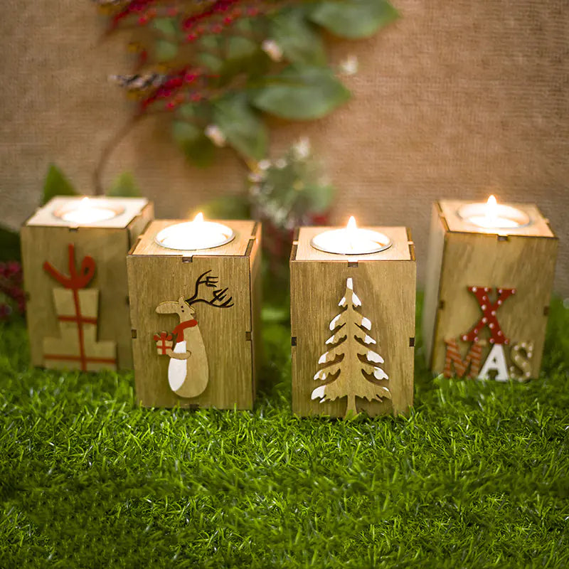 Wooden Christmas Candleholder Decoration
